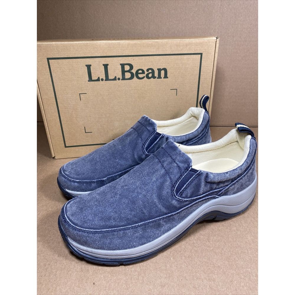 L.L. Bean Men's 7.5 DKMARIN Sunwashed Canvas Comfort Moc Denim Blue/Gray Shoes